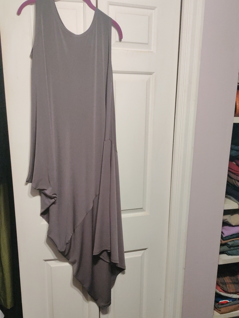 Planet By Lauren G GrayWomen's Asymmetrical Sleeveless maxi Dress Gray OS
